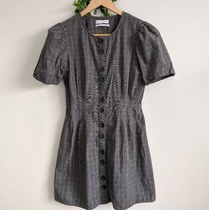 Urban Outfitters Grey Plaid Mini Dress Button Down